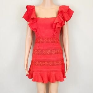 Saints + Secrets Ruffle Shoulder Mini Dress